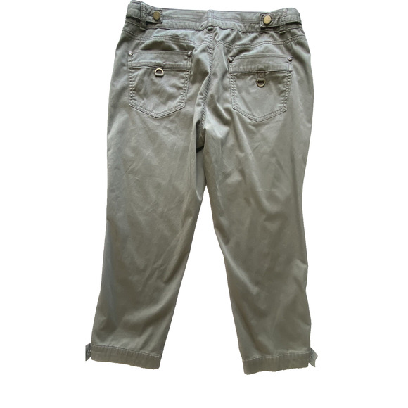 Cache Pants Womens Size 8 Khaki Olive Green Casual Summer Cropped Capri Slacks - Picture 2 of 11